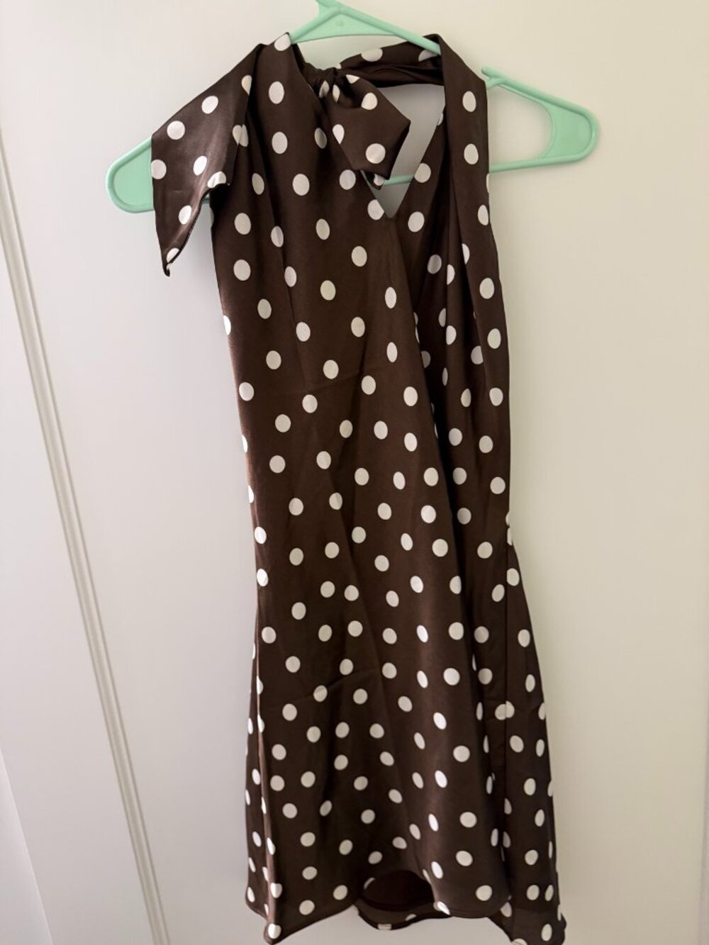 Show Me Your Mumu Mini Dress Chocolate Brown White Polka Dot Halter - new - Picture 2 of 4